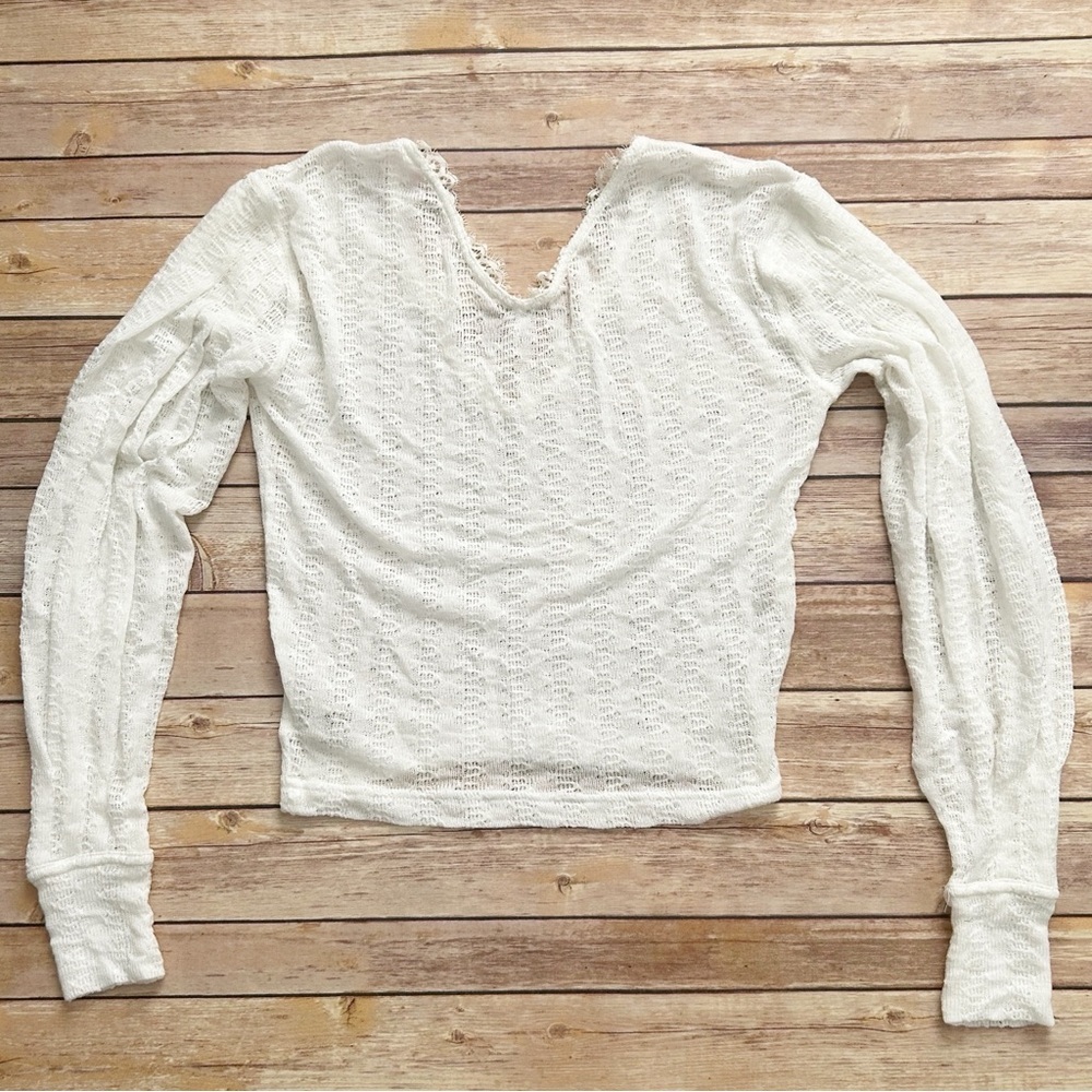 Free People Dream Girl Long Sleeve Pointelle Knit Top | Size XS - Picture 7 of 9
